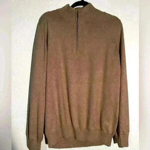L.L. Bean Men's Cotton Cashmere Blend Quarter Zip Pullover Sweater Size L